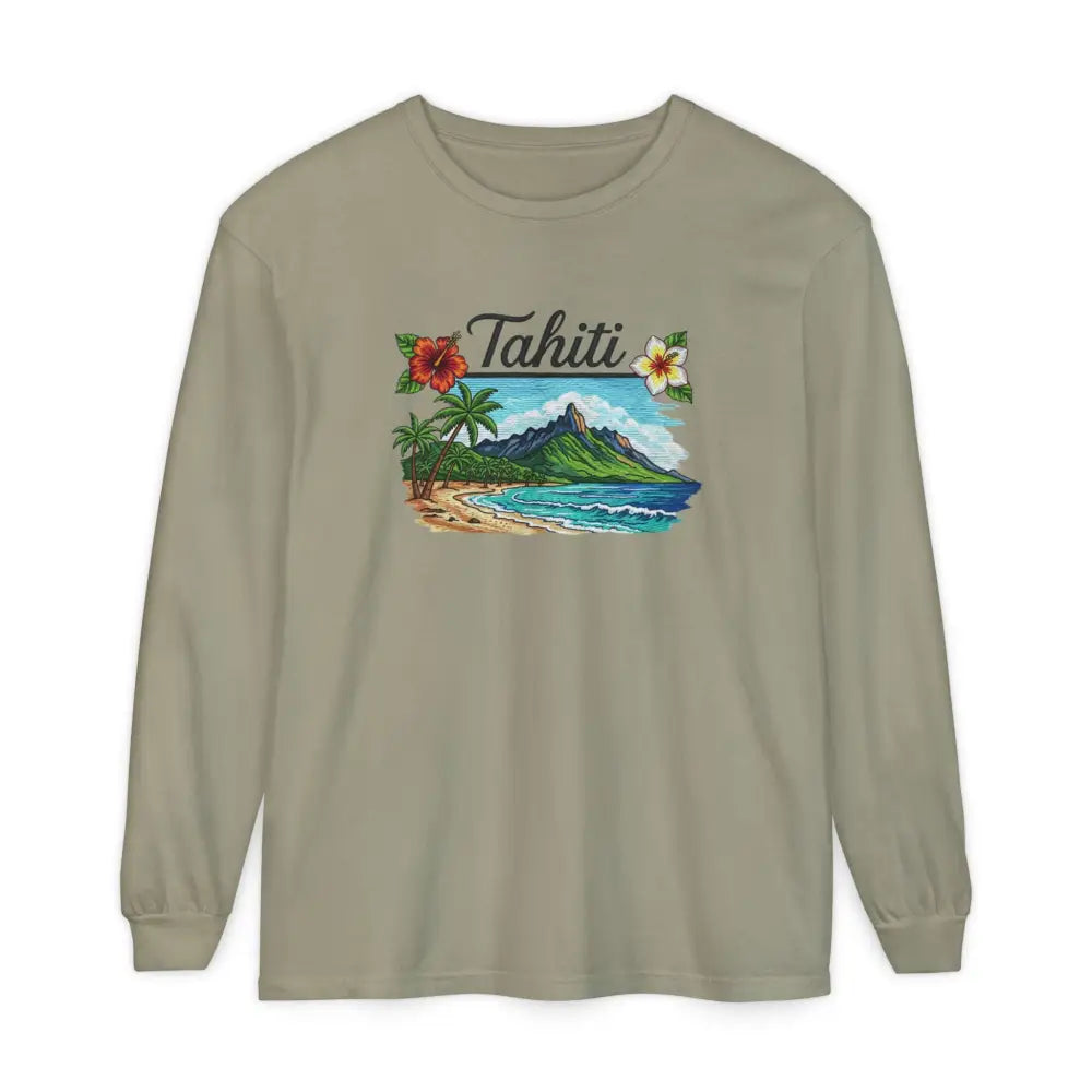 Tahiti Comfort Colors long sleeve tropical graphic shirt