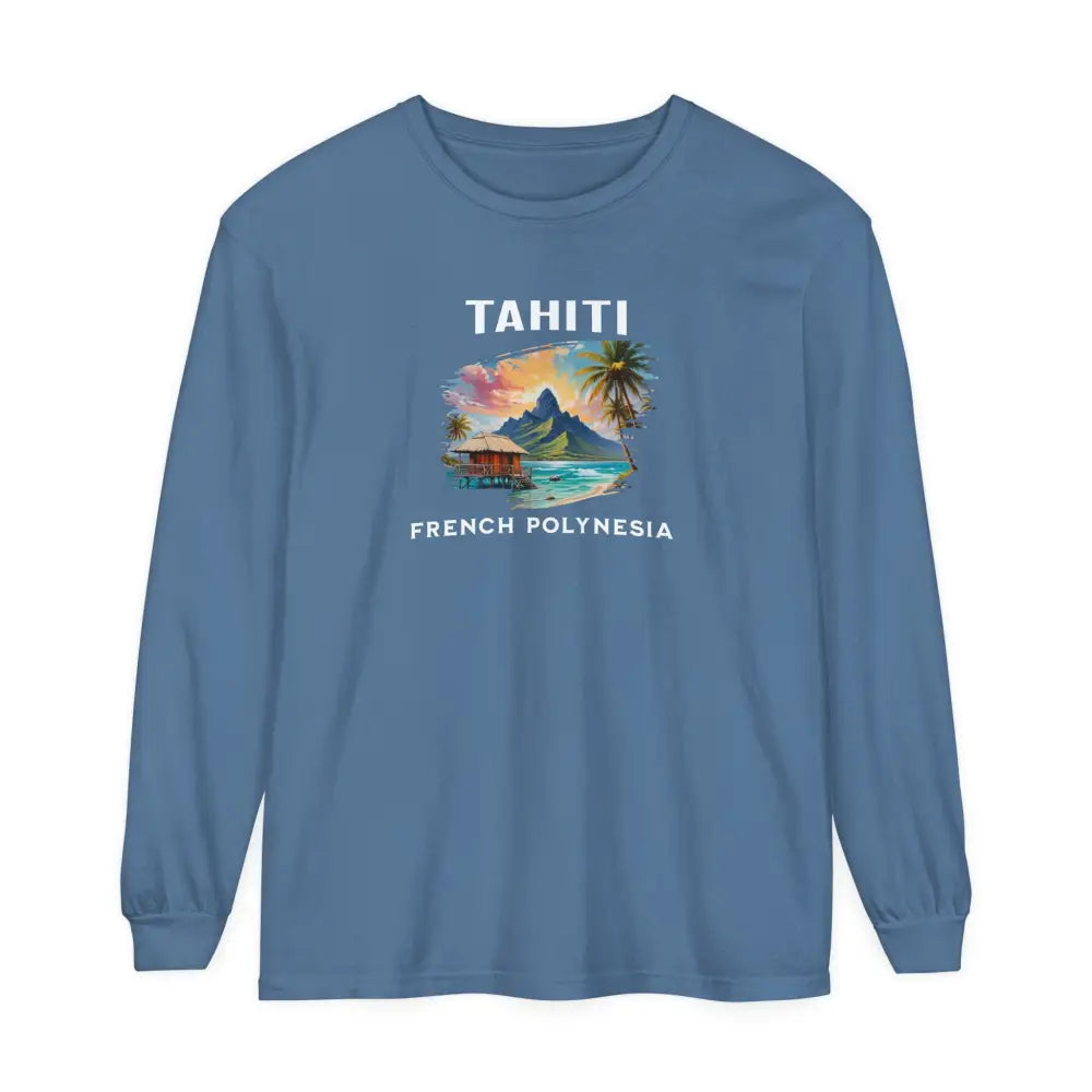 Chalky Mint Tahiti French Polynesia long sleeve tee – tropical vacation graphic shirt unisex