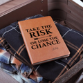 Brown custom vegan leather bold decision notebook with quote