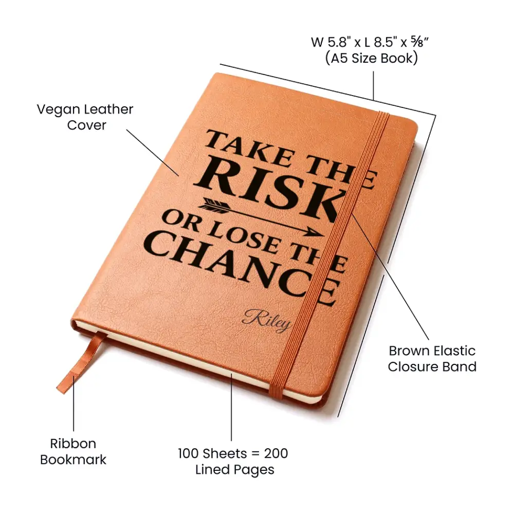 Personalized Bold Decision Vegan Leather Notebook with Elastic Closure