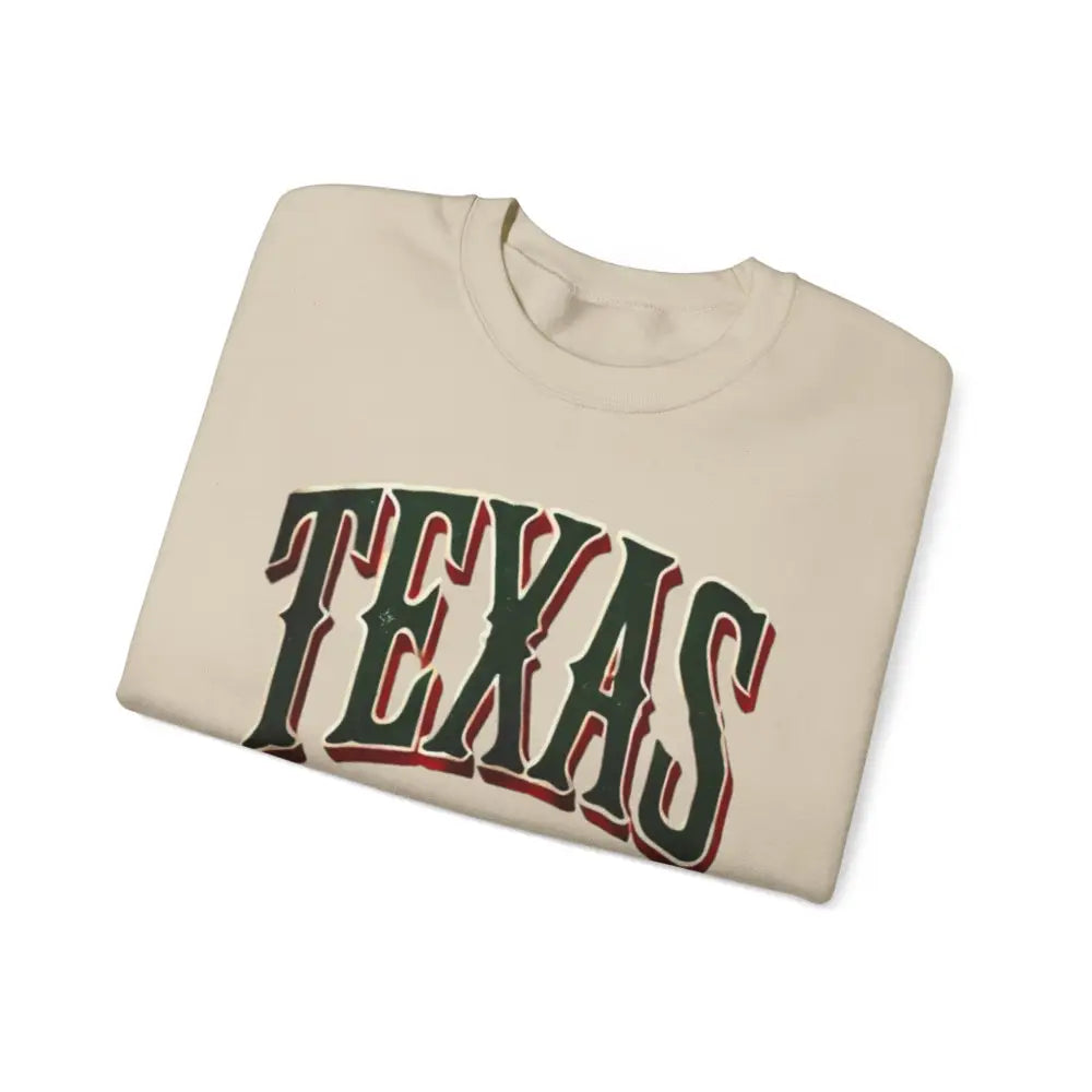 Texas Spirit cream crewneck t-shirt with green red TEXAS lettering