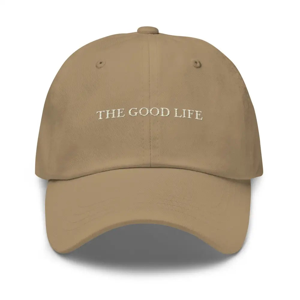 Trini Skies embroidered dad hat in plain tan cap