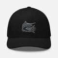 Black embroidered marlin fishing trucker hat – Great Catch saltwater angler mesh back cap