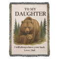 Guardian Bear heirloom woven cotton throw with bear and cub design
