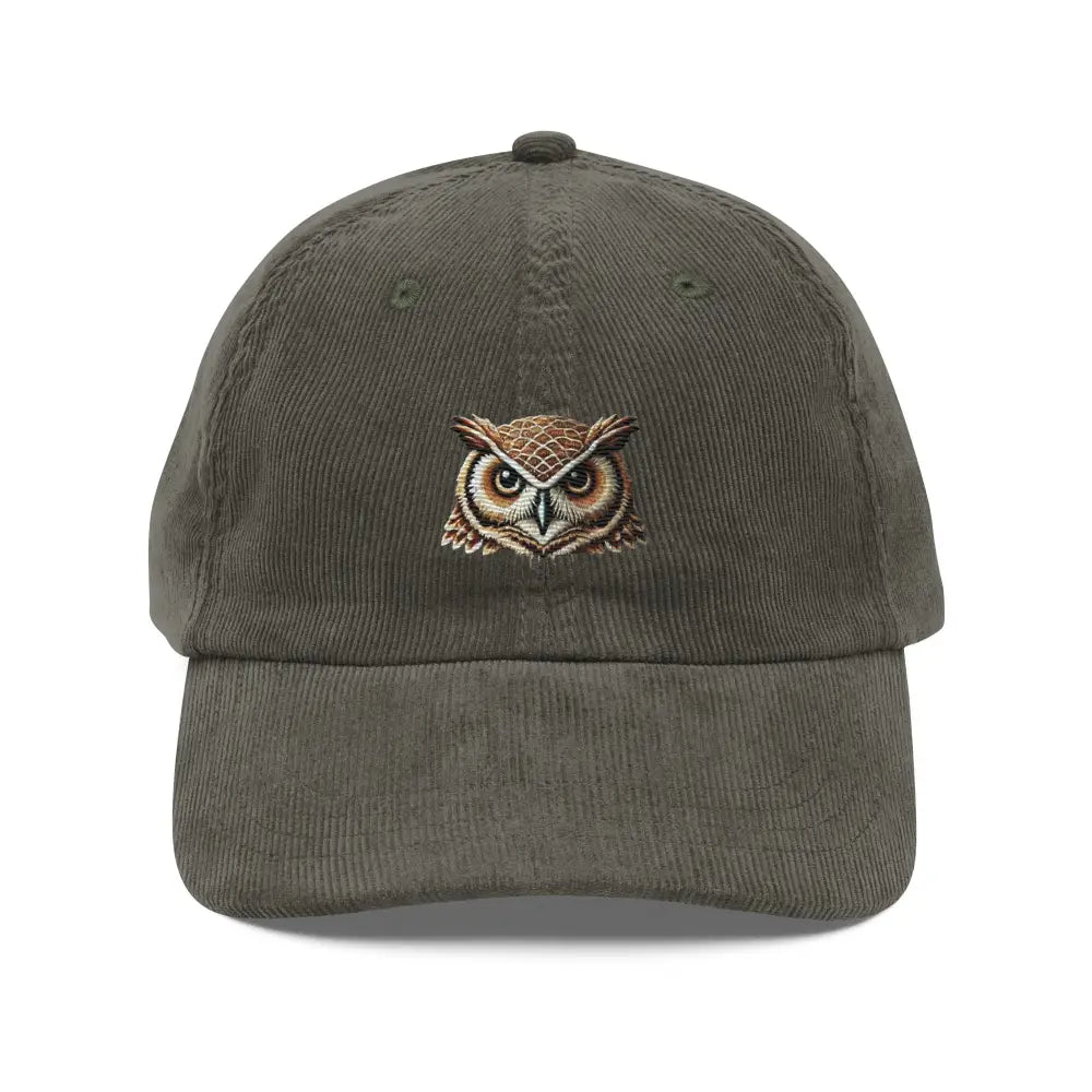 Trini Skies wise owl embroidered vintage corduroy baseball cap