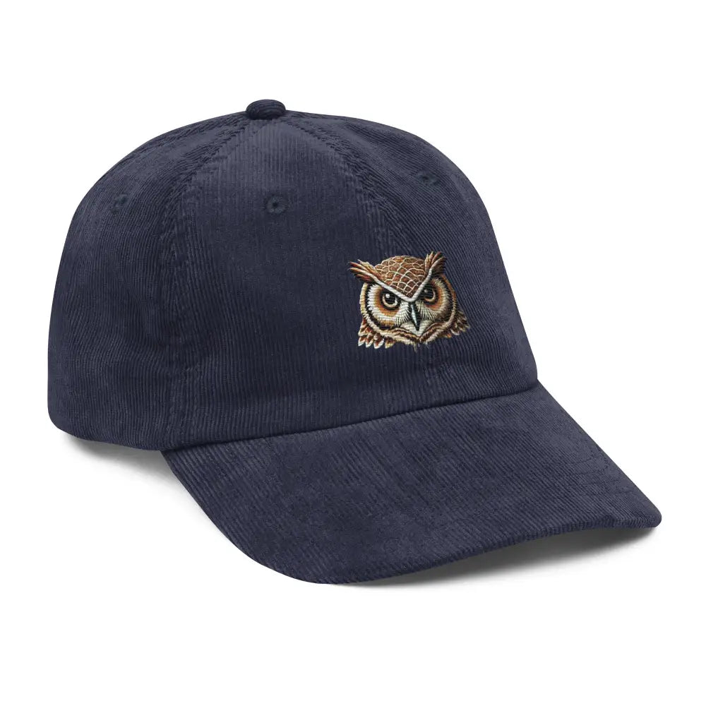Wise Owl Embroidered Hat in Vintage Corduroy by Trini Skies