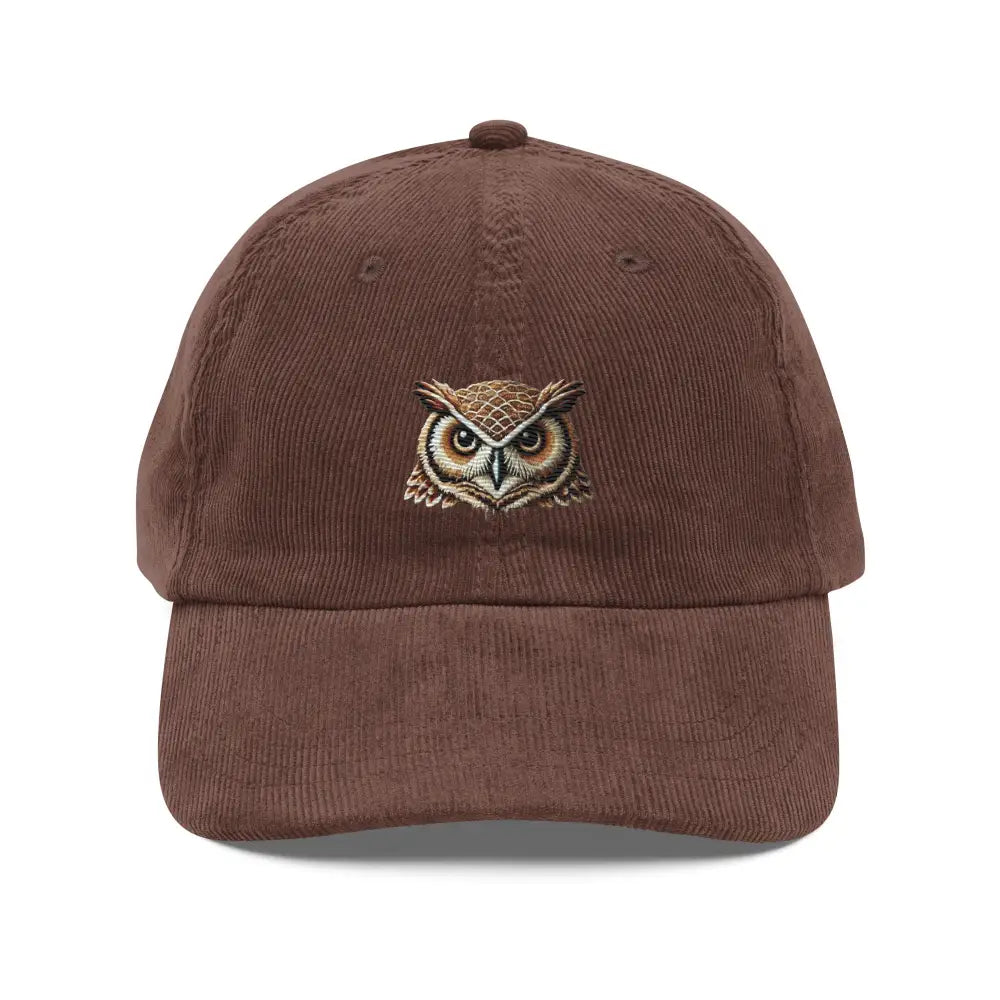 Trini Skies wise owl embroidered vintage corduroy baseball cap
