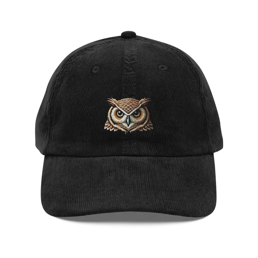 Trini Skies wise owl embroidered vintage corduroy baseball cap