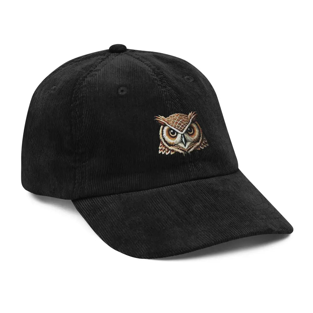 Trini Skies wise owl embroidered vintage corduroy baseball cap