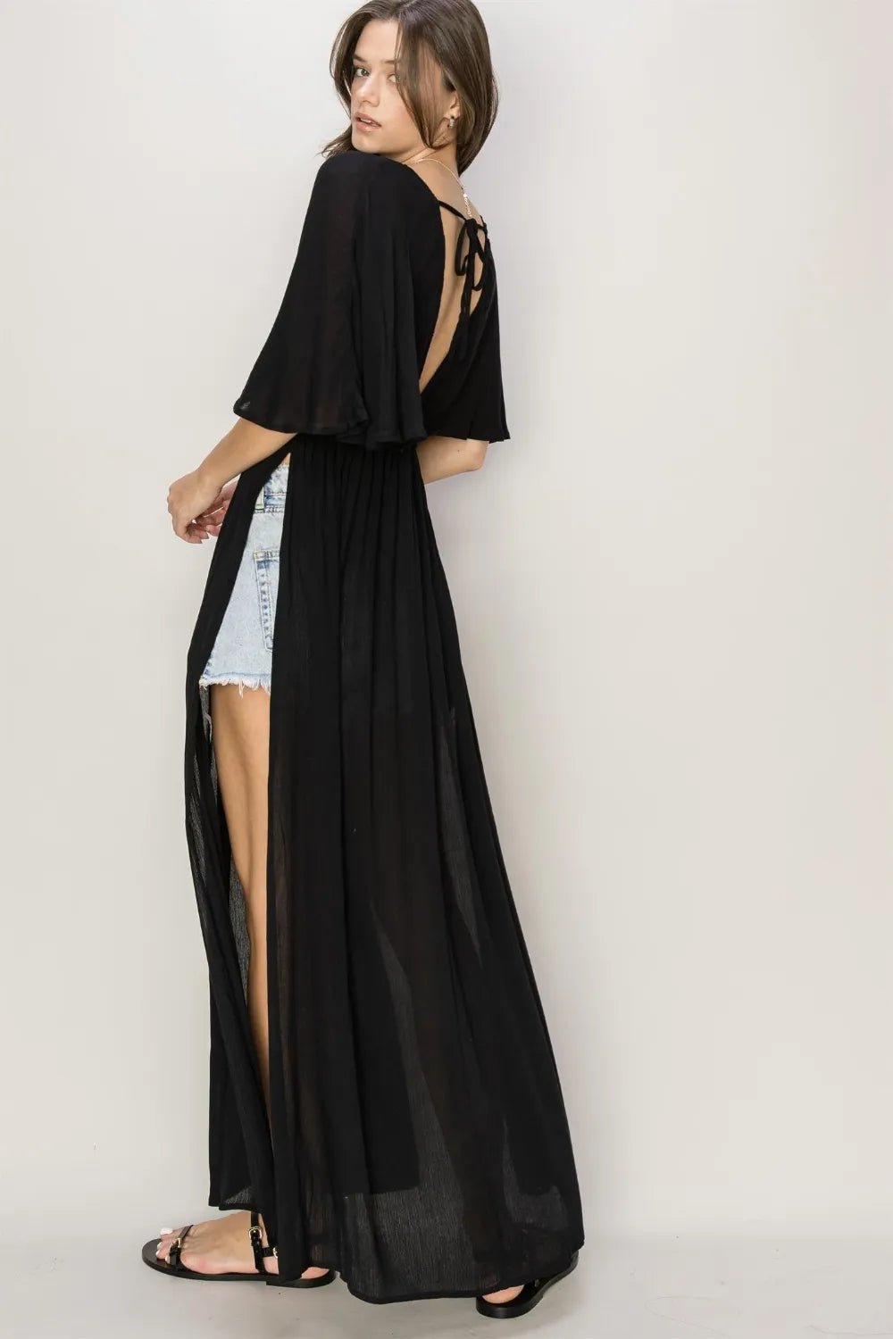 Tie Back Black Maxi Cover - Up Dress – HYFVE Exclusive - Triniskies