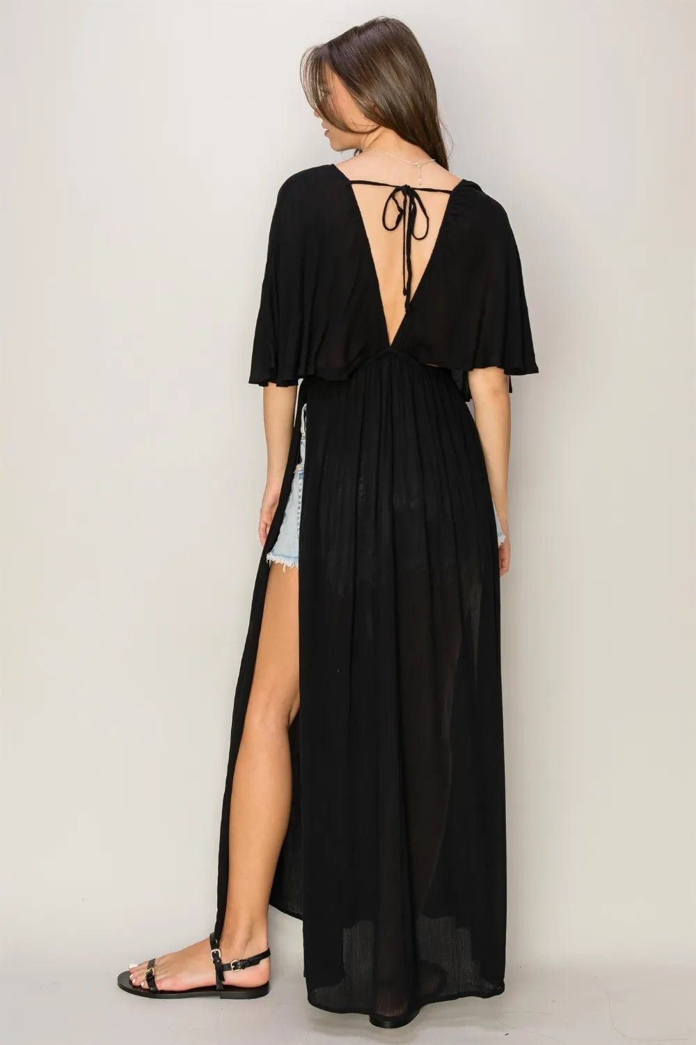 Tie Back Black Maxi Cover - Up Dress – HYFVE Exclusive - Triniskies