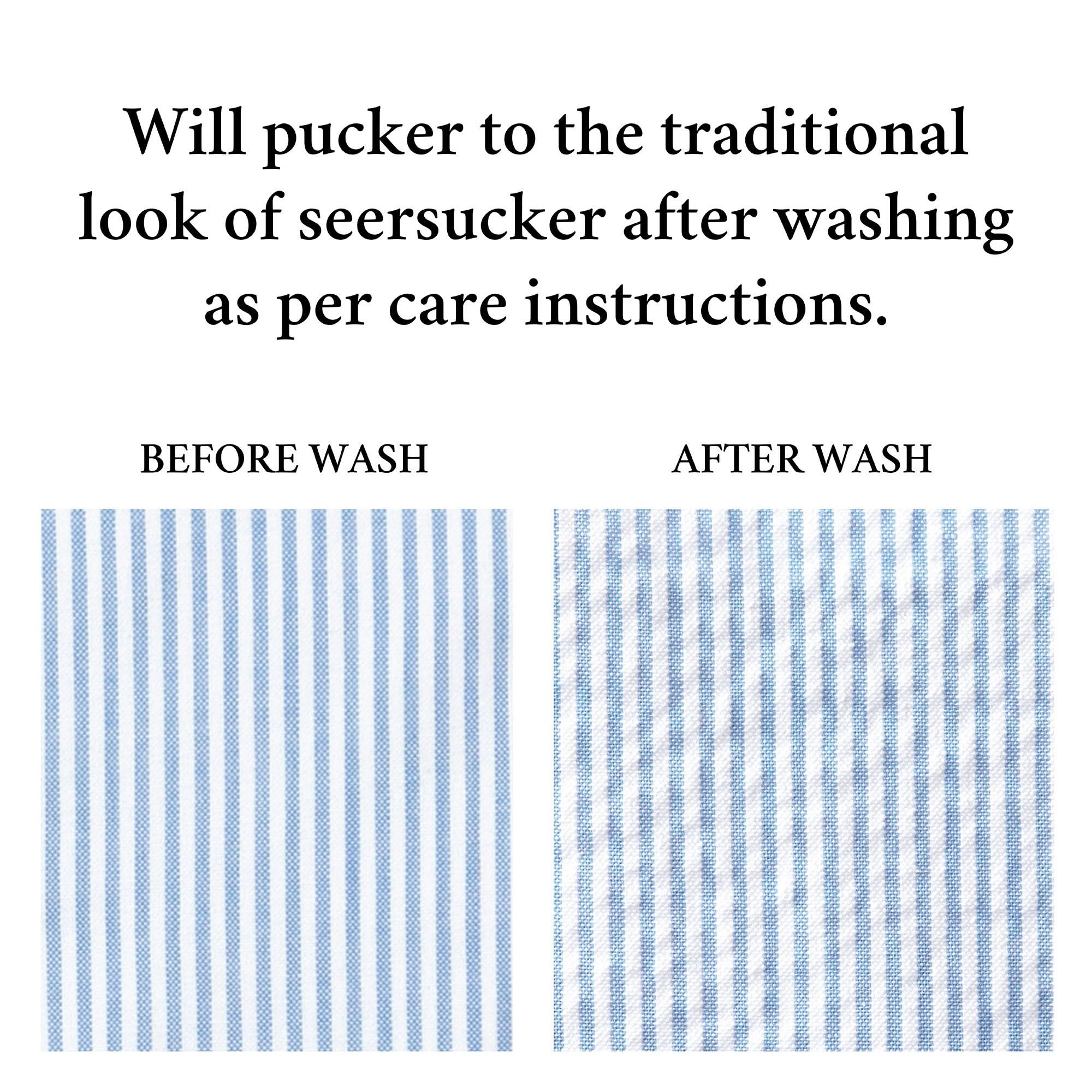 Toddler Seersucker Peter Pan Collar Dress with Contrast Sash – Organic Cotton Blue - Triniskies