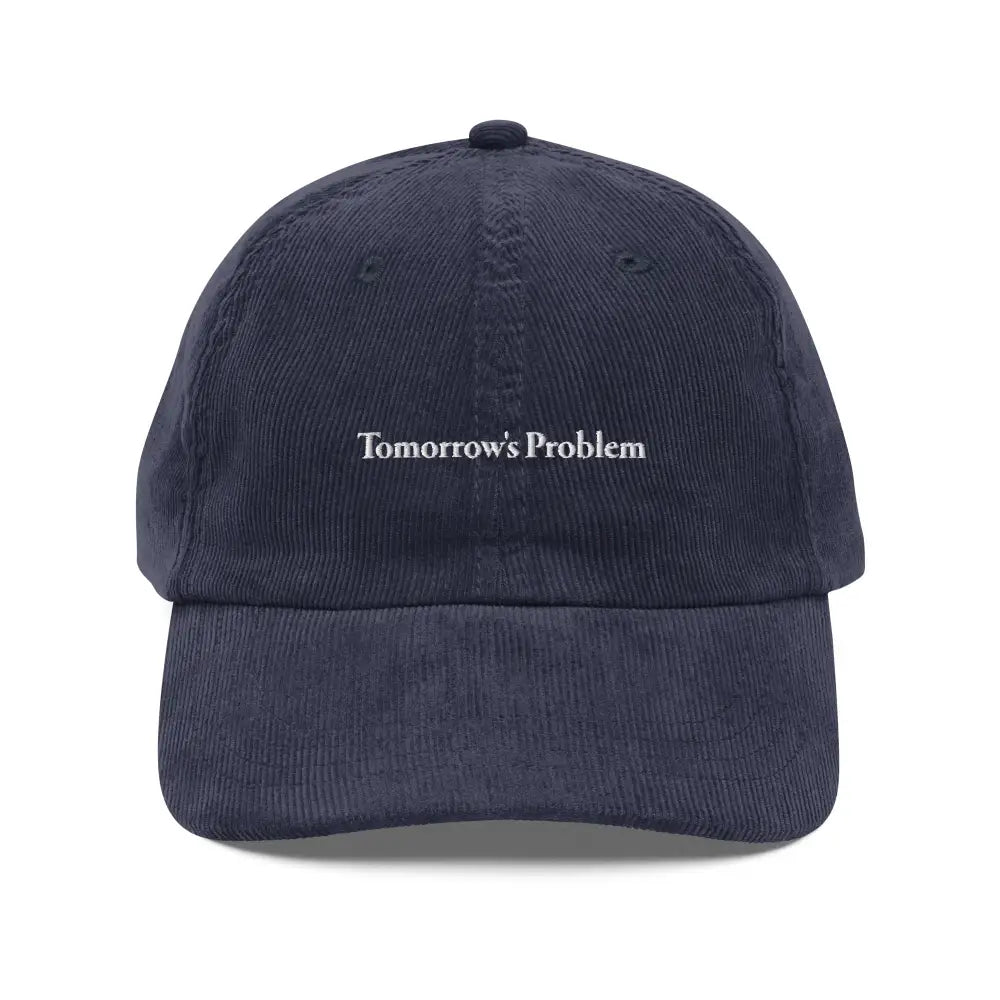 Navy blue embroidered corduroy cap from Trini Skies vintage minimalist hat