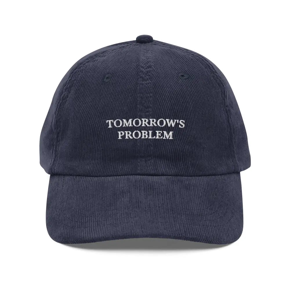 Navy blue embroidered corduroy cap by Trini Skies, vintage minimalist hat