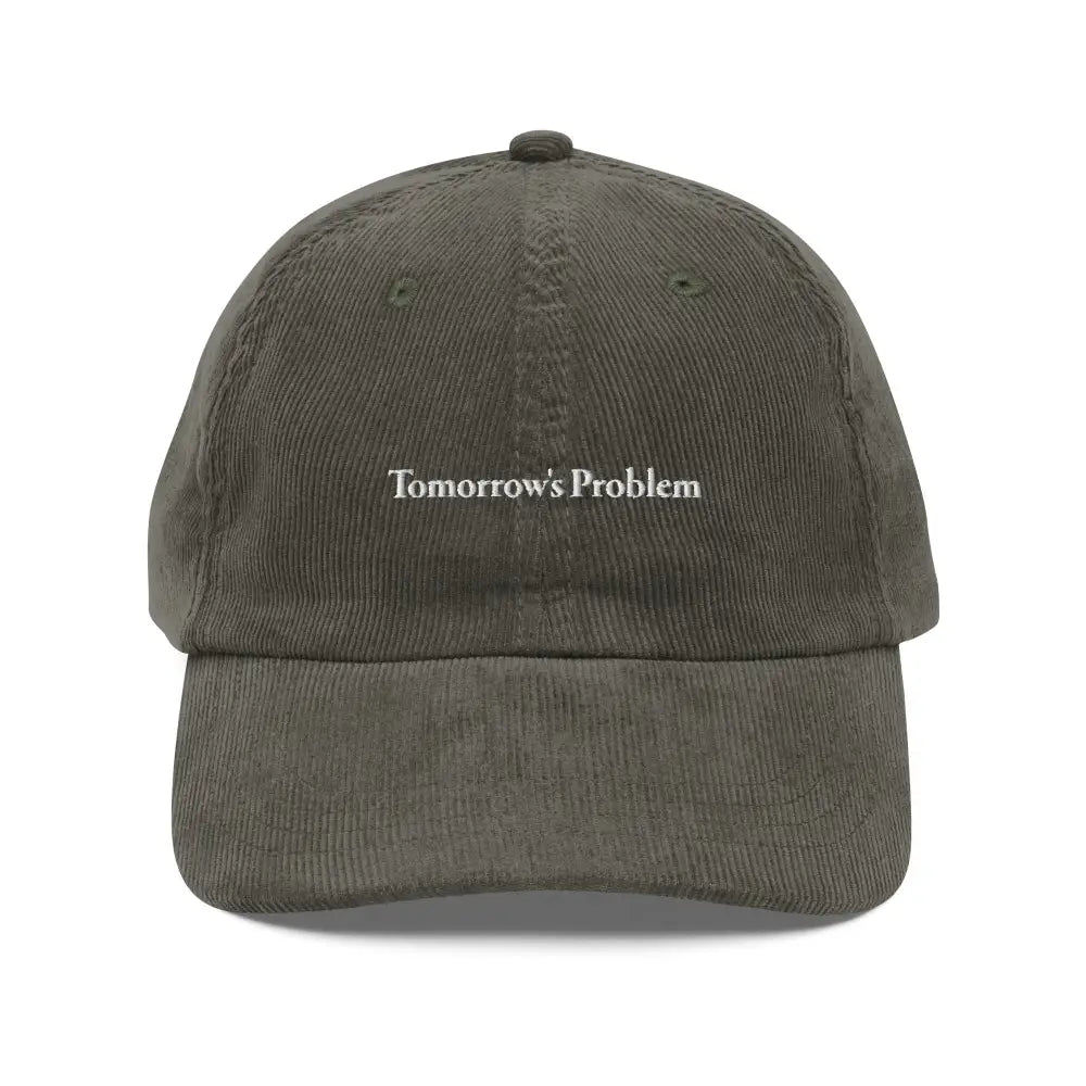 Dark green embroidered corduroy cap by Trini Skies, vintage minimalist hat