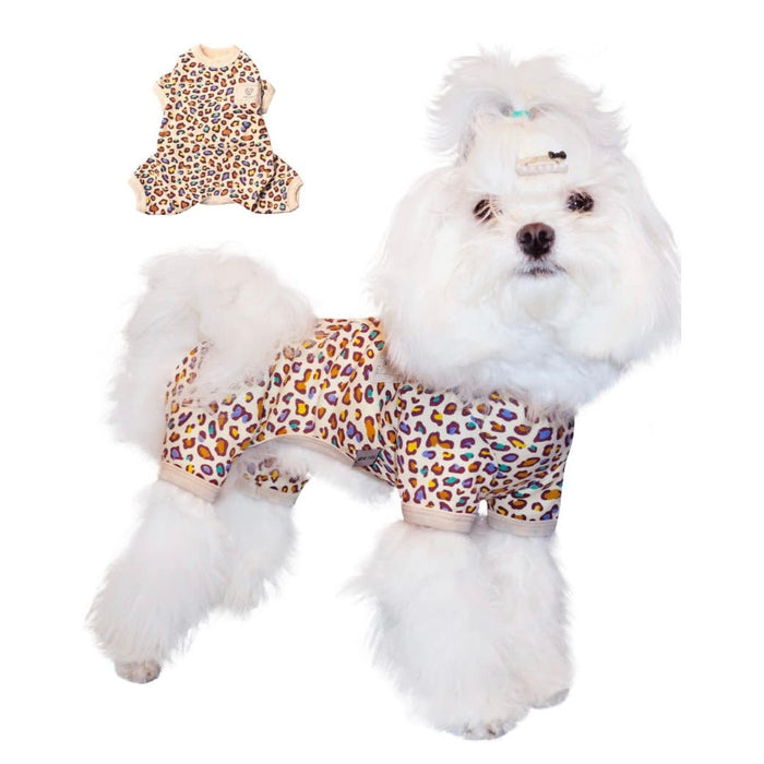 Tony Hoby Large / Multi color TONY HOBY Dog Pajamas * Leopard Print Jumpsuit, Size Large Pet Apparel