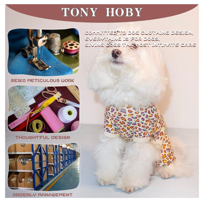 Tony Hoby Large / Multi color TONY HOBY Dog Pajamas * Leopard Print Jumpsuit, Size Large Pet Apparel