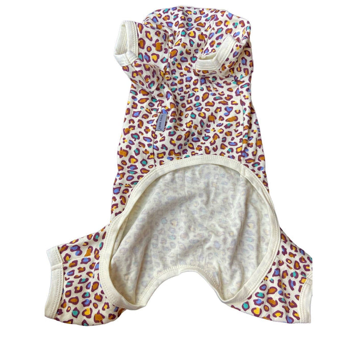 Tony Hoby Large / Multi color TONY HOBY Dog Pajamas * Leopard Print Jumpsuit, Size Large Pet Apparel