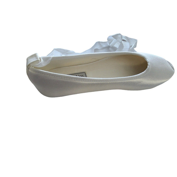 Touch Ups Touch Ups Women's Ballet Strappy Flats, Size 9M, White Satin, Dyeable Shoes