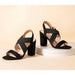 Trary Black / 10 Trary Women's Chunky Heels: Open Toe Strappy Sandals, Elastic Ankle Strap, SZ 10