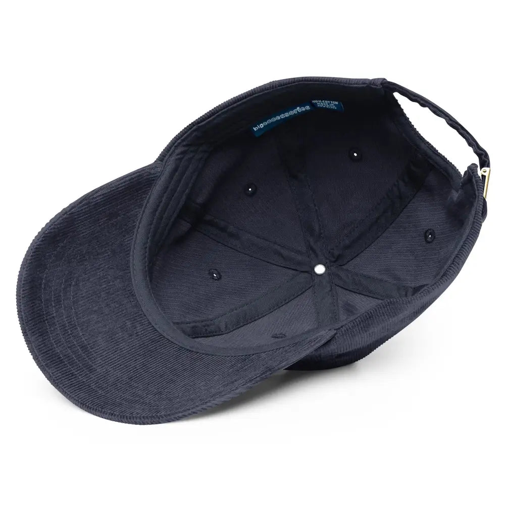 Navy tree frog embroidered corduroy dad hat with adjustable strap