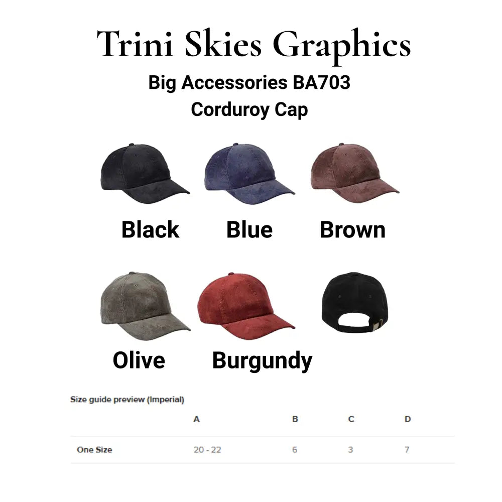 Tree frog embroidered corduroy dad hat in black, blue, brown, olive, burgundy