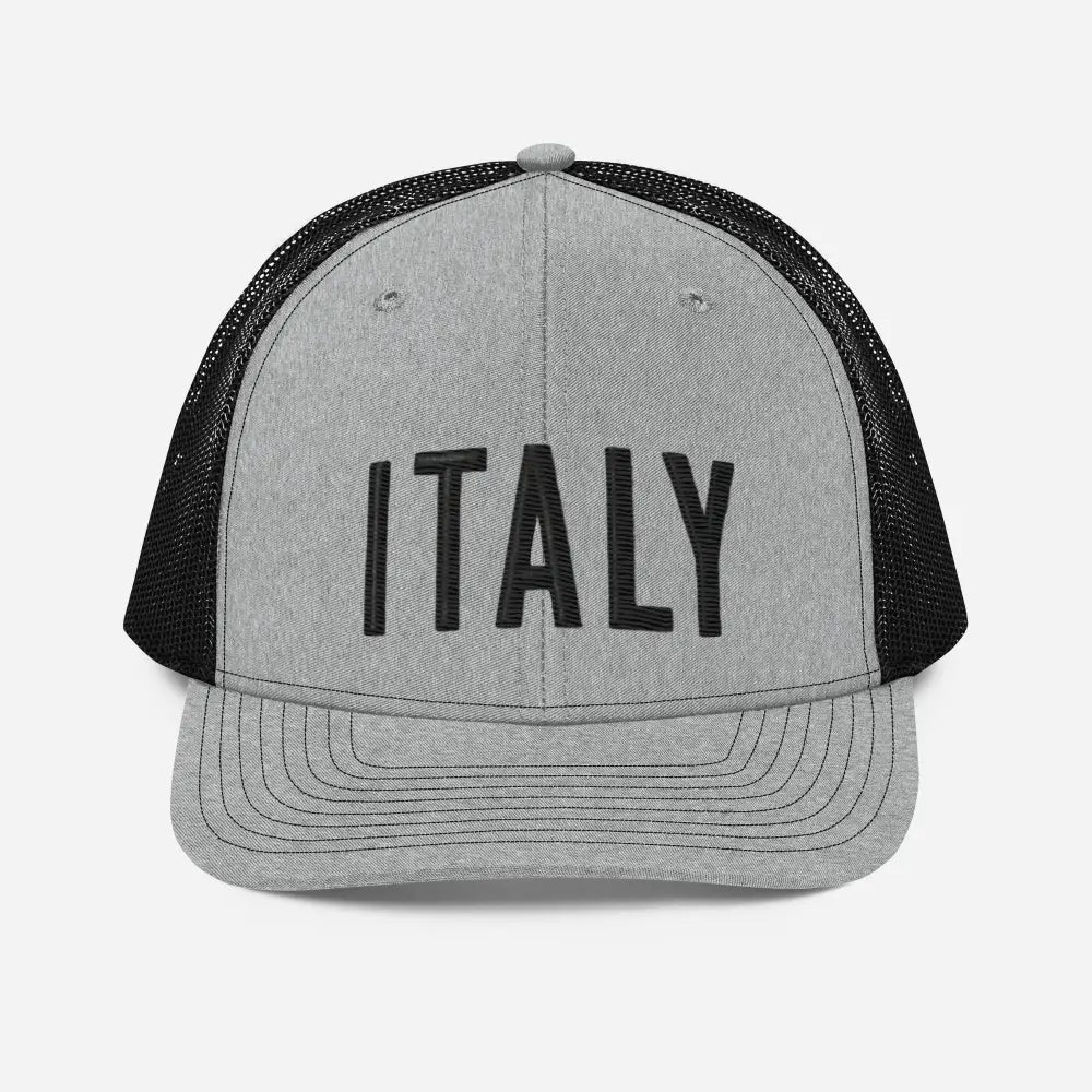 Gray black mesh-back Trini Skies embroidered Italy trucker hat