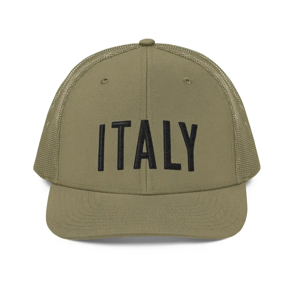 Olive green Trini Skies embroidered Italy trucker hat