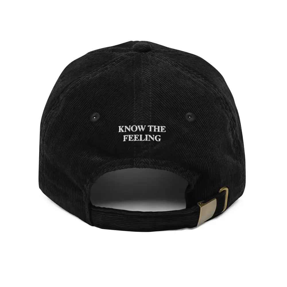 Trini Skies embroidered corduroy cap with Call me Captain hat design