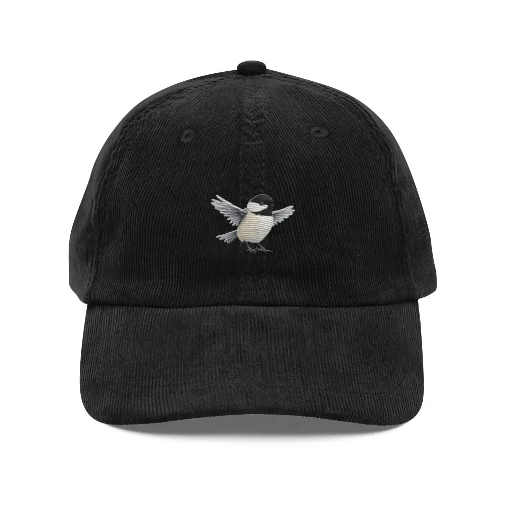 Trini Skies embroidered chickadee vintage corduroy cap