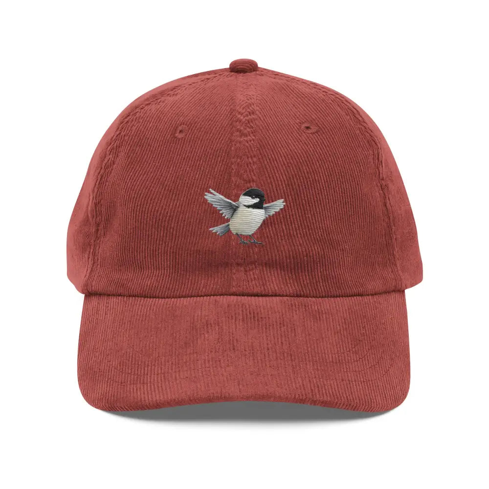 Trini Skies embroidered chickadee vintage corduroy cap