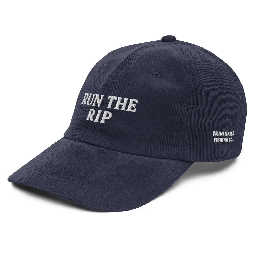 Navy blue embroidered corduroy cap from Trini Skies Fishing