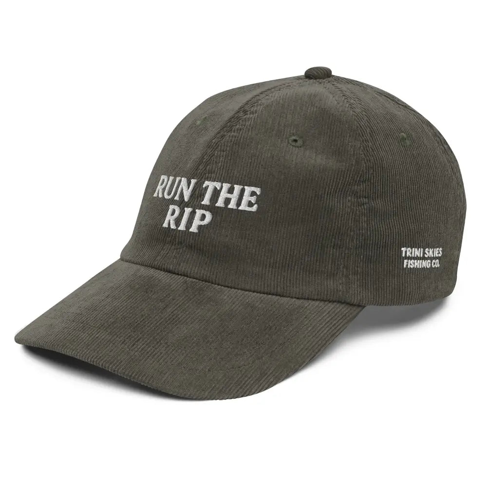 Dark green embroidered corduroy cap from Trini Skies Fishing