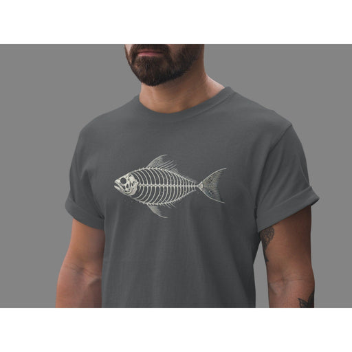 Trini Skies Fishing Skeleton Unisex T-Shirt Born To Fish Forced To Work Mens Tshirt Fathers Day gift bass Birthday gifts for dad husband daddy grandpa