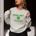 Trini Skies Kiss Me I'm Irish Long Sleeve Pullover Graphic Crewneck Sweatshirt