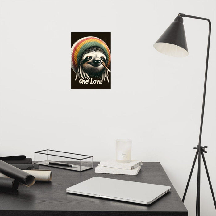 Trini Skies One Love Rasta Sloth Museum-Quality Poster Bring Joy to Your Space Home Art