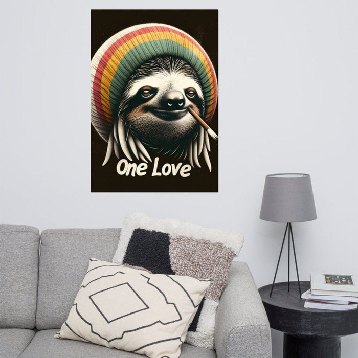 Trini Skies One Love Rasta Sloth Museum-Quality Poster Bring Joy to Your Space Home Art