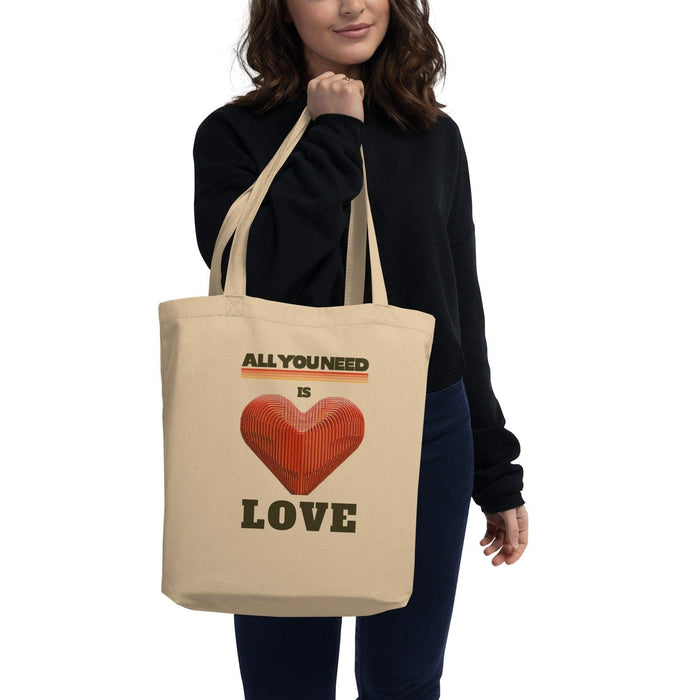 Trini Skies one size / Tan All You Need is Love Eco Tote Bag: Embrace Sustainability with Style Reusabe Bag