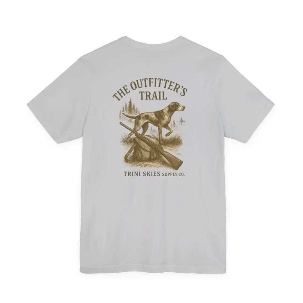 Trini Skies Outfitters trail hunting dog t-shirt with vintage outdoor scene