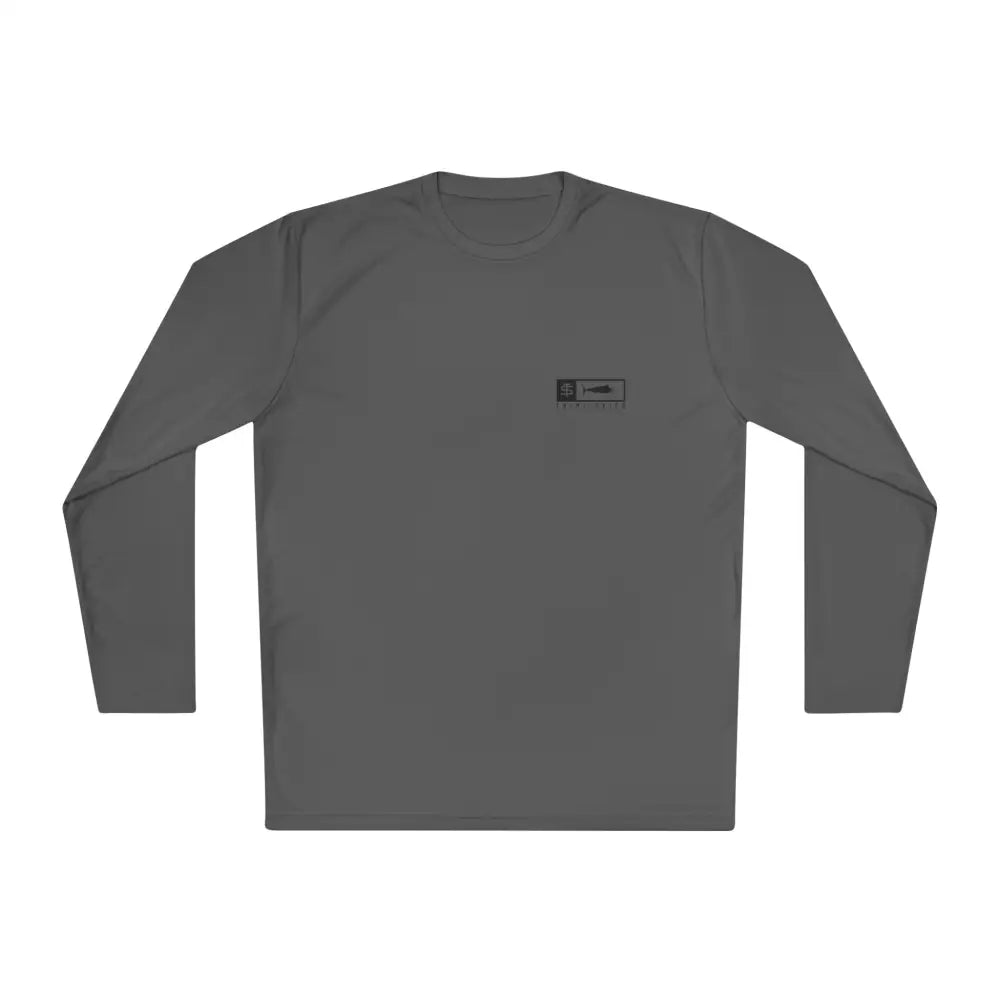 Trini skies performance dark gray long sleeve UV shirt with logo
