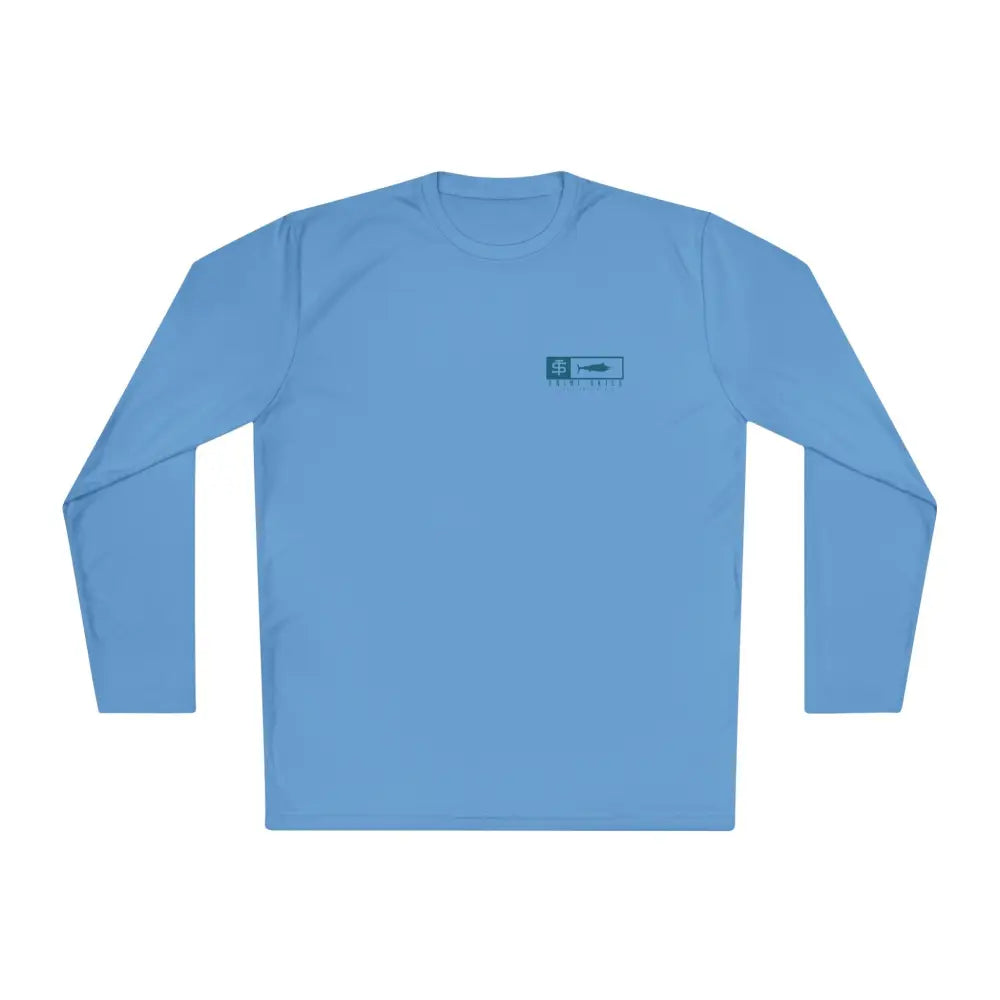 Trini Skies performance fishing long sleeve shirt in light blue with UV protection