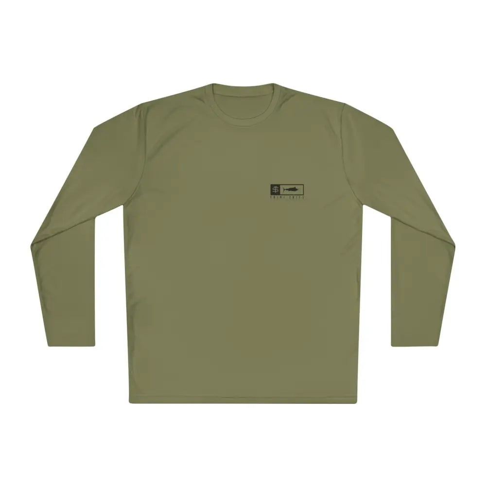 Trini skies performance olive green long sleeve fishing shirt with UV protection