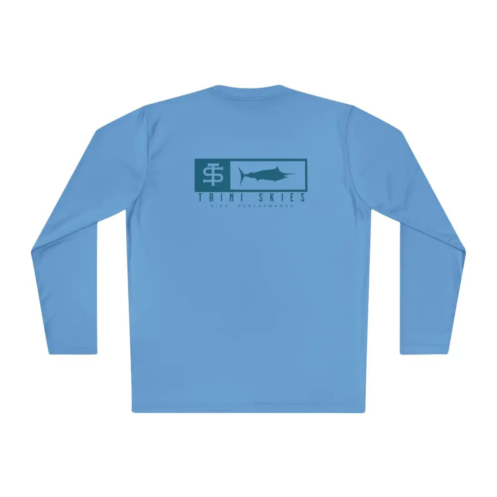 Trini Skies performance fishing long sleeve shirt with marlin logo