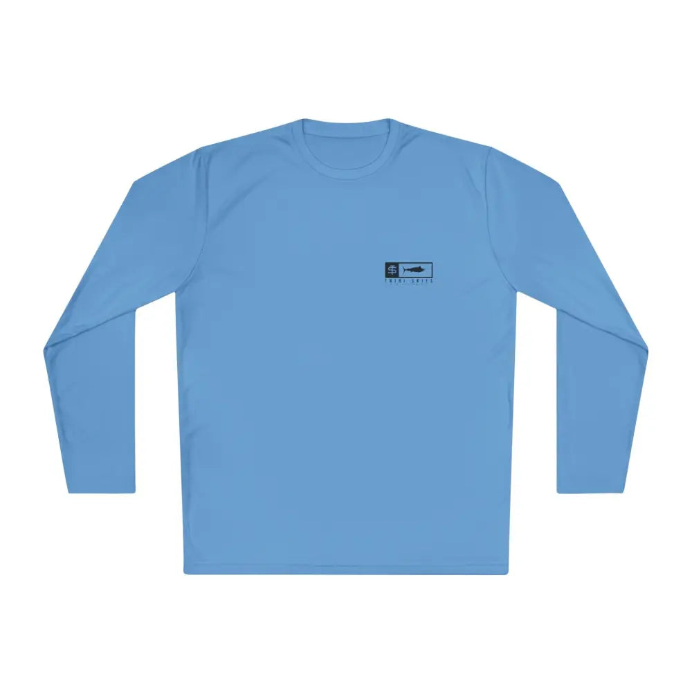 Trini skies performance light blue long sleeve UV shirt with logo