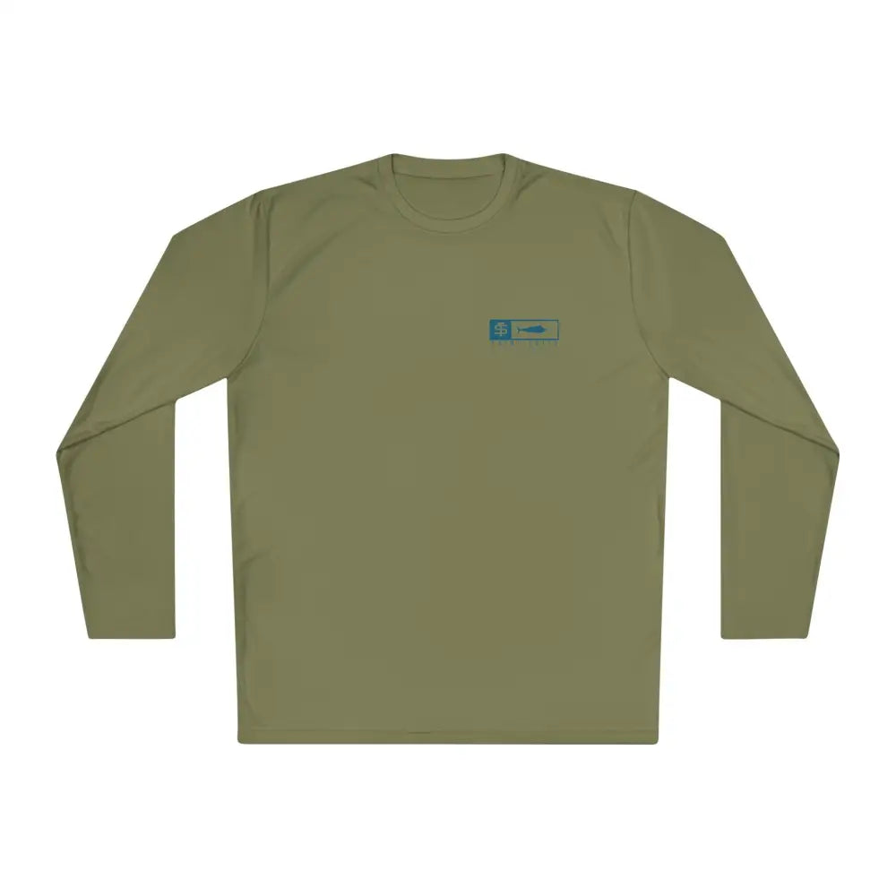 Trini Skies Performance fishing long sleeve shirt in olive green with UV protection