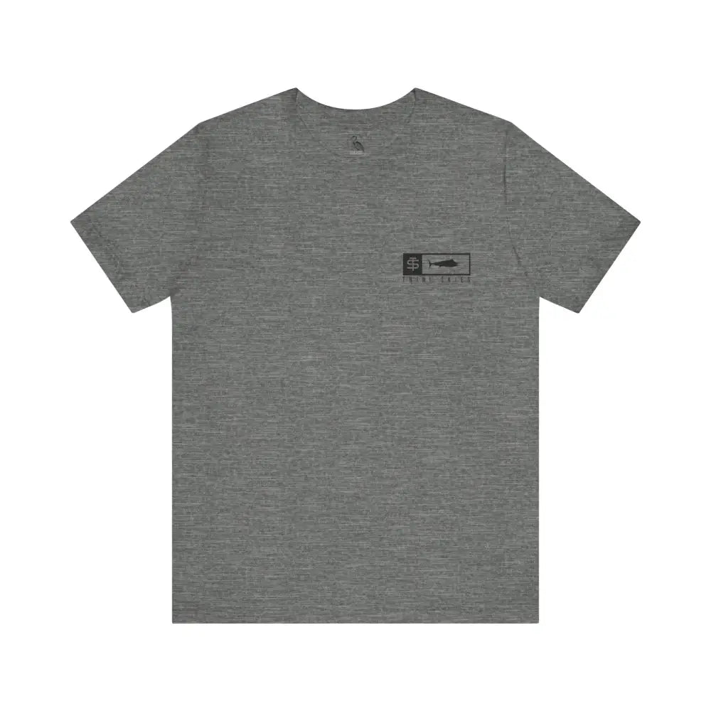 Gray heathered Trini Skies performance cotton crewneck fishing t-shirt with black logo