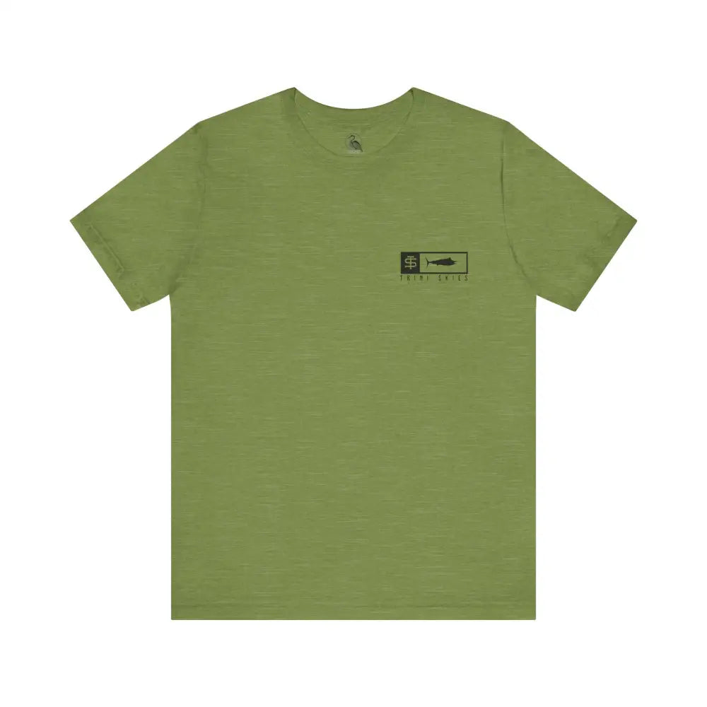 Trini Skies performance fishing t-shirt in olive green cotton crewneck