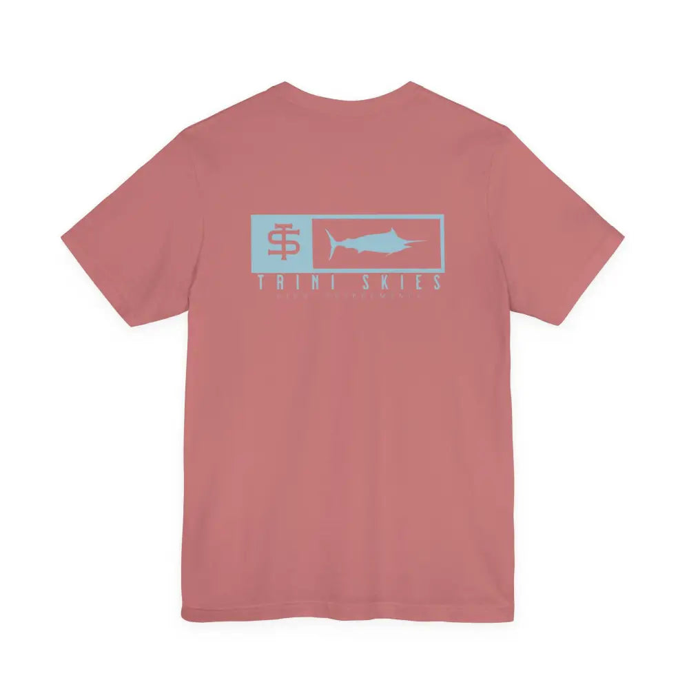 Trini skies performance fishing t-shirt with marlin graphic