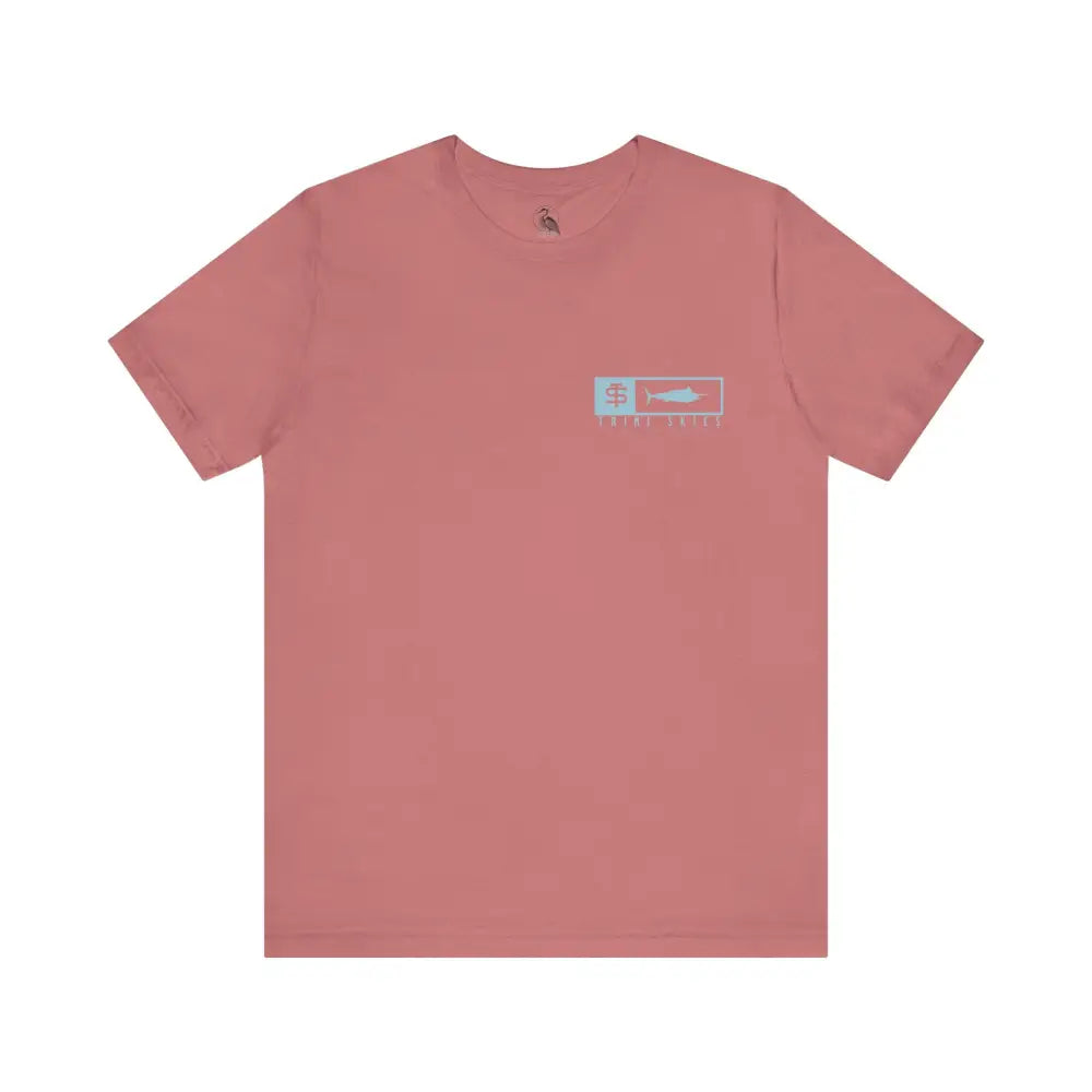 Trini Skies performance fishing t-shirt with rose fish graphic