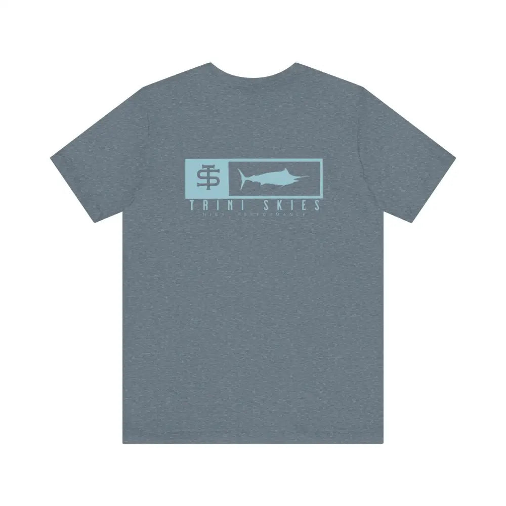 Trini skies performance fishing t-shirt with marlin graphic